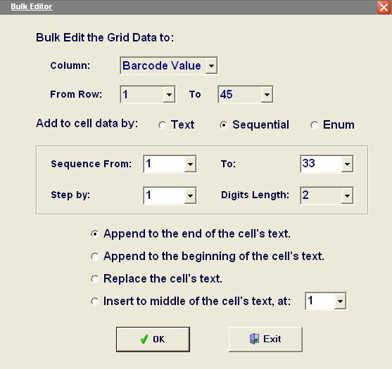 Generate sequence number by our bulk barcode generator and label design software.